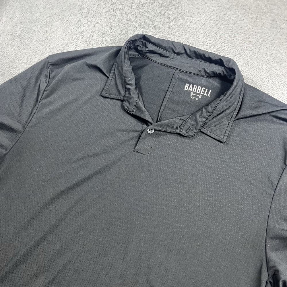 Barbell Apparel Men Performance Athletic Wicking Stretch Black Polo Shirt Sz 3XL